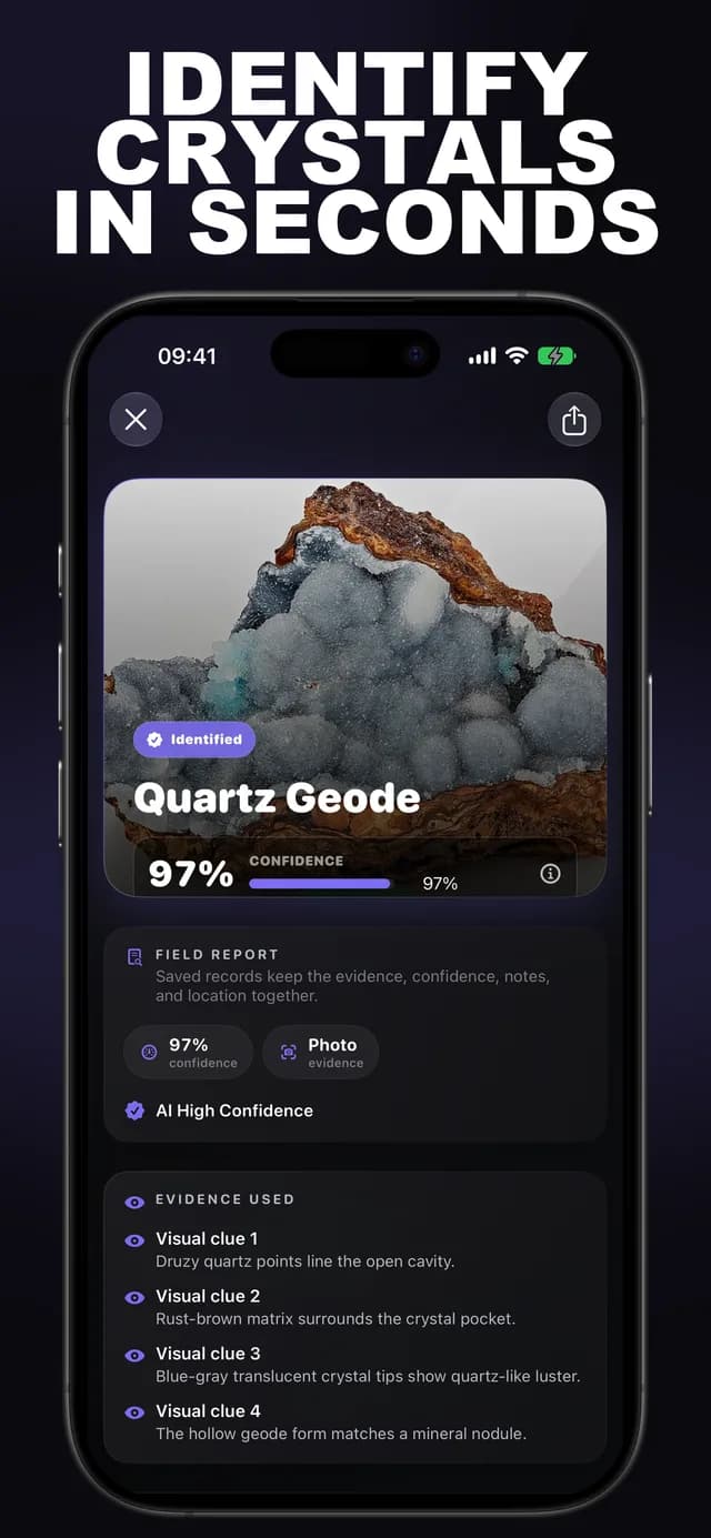 Gemr AI: Crystal ID screenshot 1: crystal identification
