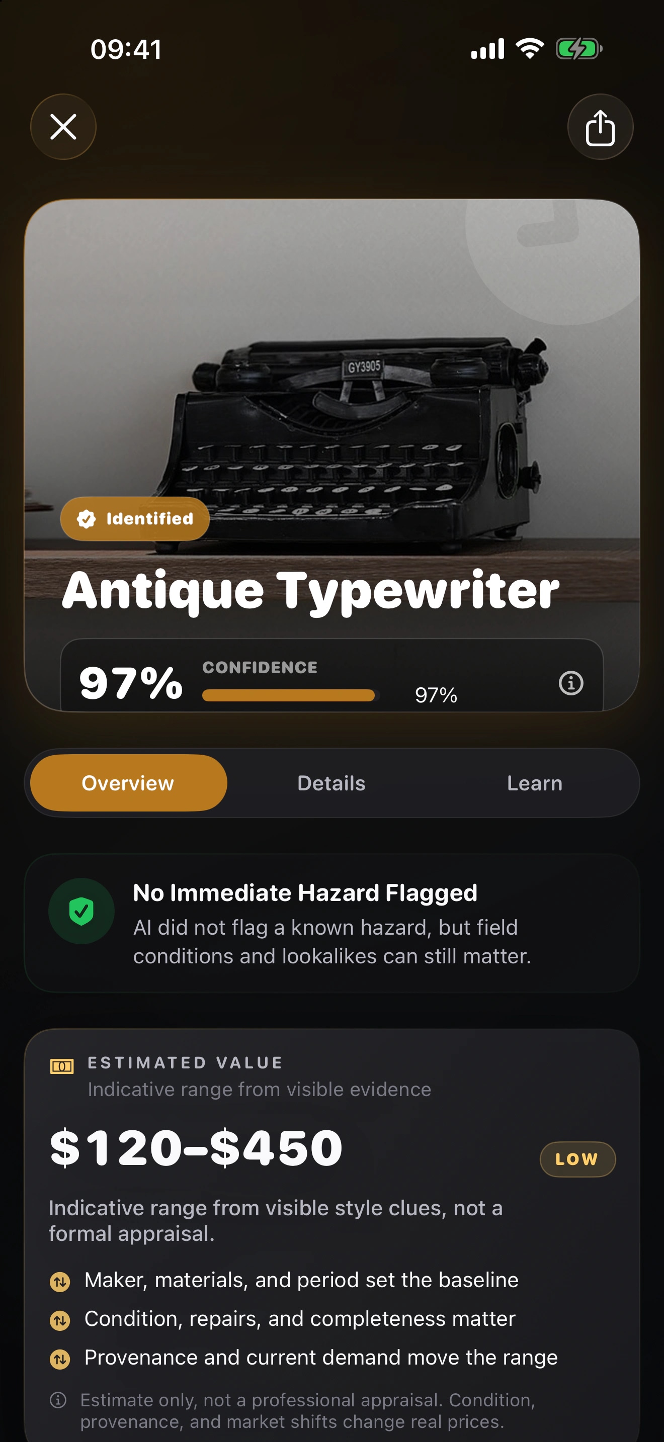 Relicr AI: Antique ID: Compare the object